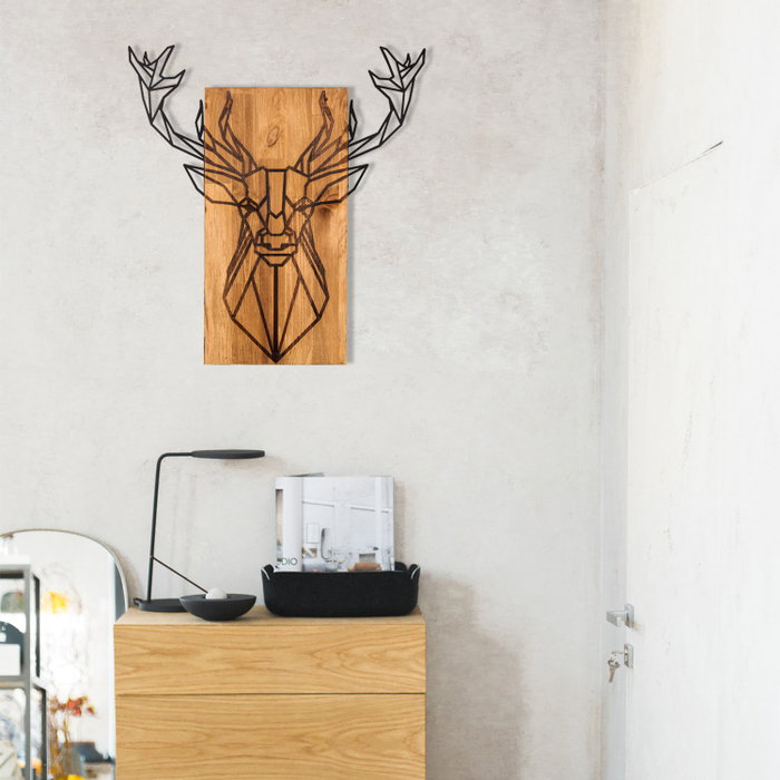 Wallity Escultura de Pared Deer Negro y Nogal